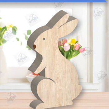 Intra απο ξύλο plywood 3mm-4mm πάχος - Πασχαλινό λαγουδάκι Ξύλινη διακόσμηση με λέιζερ  Δίασταση 15x15 cm INTRAFABR-118835560 - Image 1