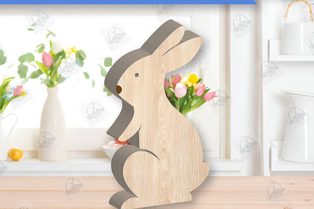 Intra απο ξύλο plywood 3mm-4mm πάχος - Πασχαλινό λαγουδάκι Ξύλινη διακόσμηση με λέιζερ  Δίασταση 15x15 cm INTRAFABR-118835560