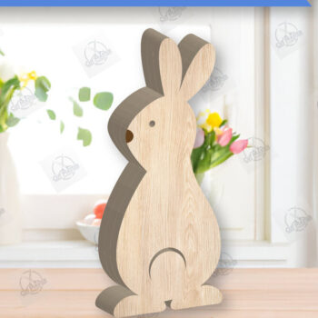 Intra απο ξύλο plywood 3mm-4mm πάχος - Πασχαλινό λαγουδάκι Ξύλινη διακόσμηση με λέιζερ  Δίασταση 15x15 cm INTRAFABR-118835590 - Image 1