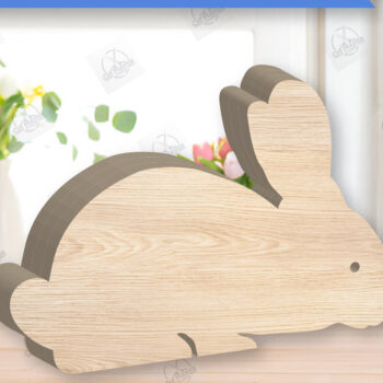 Intra απο ξύλο plywood 3mm-4mm πάχος - Πασχαλινό λαγουδάκι Ξύλινη διακόσμηση με λέιζερ  Δίασταση 15x15 cm INTRAFABR-118835615 - Image 1