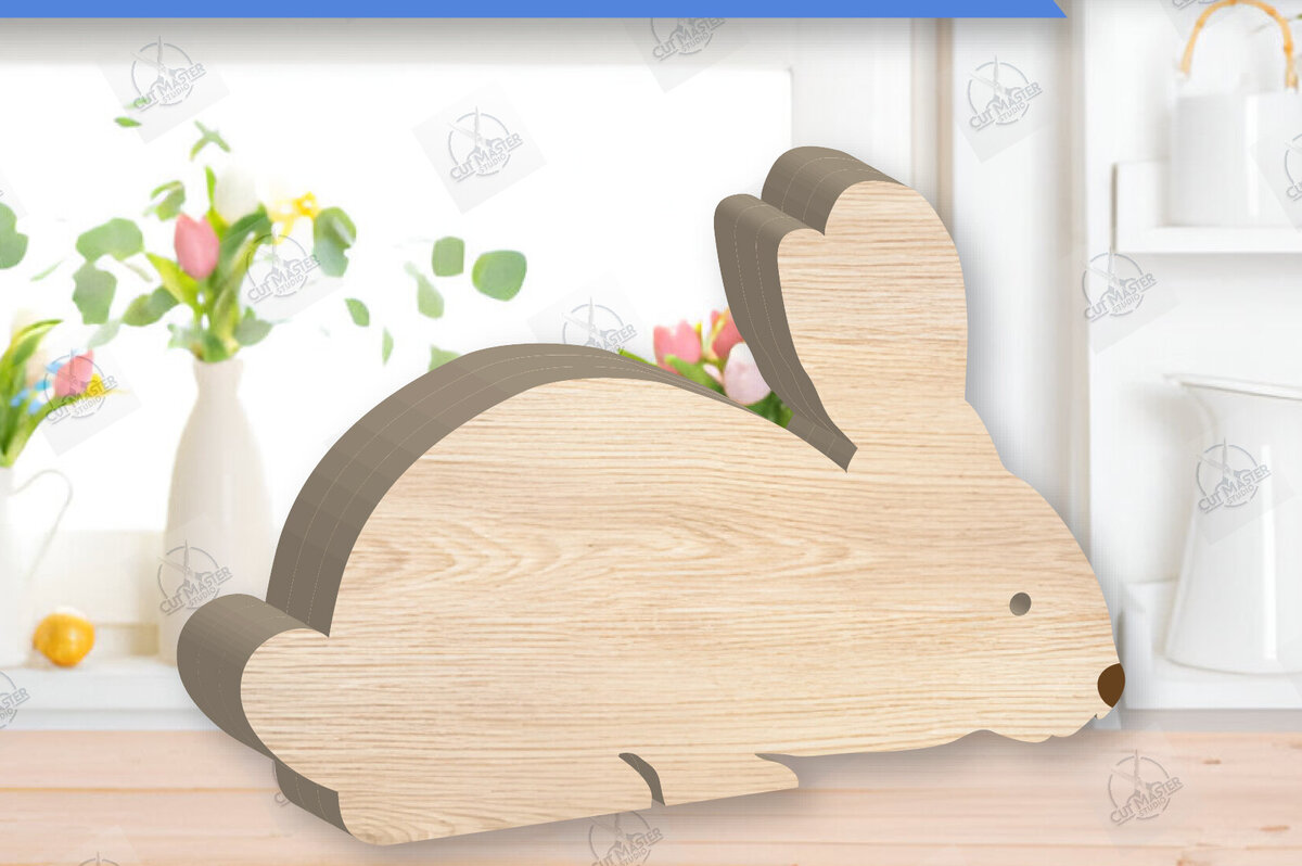 Intra απο ξύλο plywood 3mm-4mm πάχος - Πασχαλινό λαγουδάκι Ξύλινη διακόσμηση με λέιζερ  Δίασταση 15x15 cm INTRAFABR-118835615