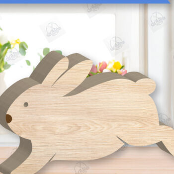 Intra απο ξύλο plywood 3mm-4mm πάχος - Πασχαλινό λαγουδάκι Ξύλινη διακόσμηση με λέιζερ  Δίασταση 15x15 cm INTRAFABR-118835631 - Image 1