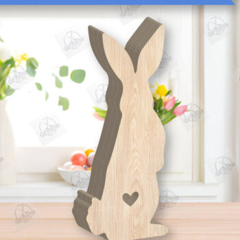 Intra απο ξύλο plywood 3mm-4mm πάχος - Πασχαλινό λαγουδάκι Ξύλινη διακόσμηση με λέιζερ Δίασταση 15x15 cm INTRAFABR-118835657 - Image 1