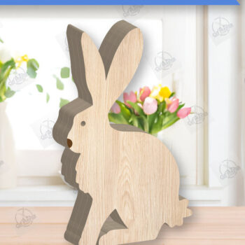 Intra απο ξύλο plywood 3mm-4mm πάχος - Πασχαλινό λαγουδάκι Ξύλινη διακόσμηση με λέιζερ Δίασταση 15x15 cm INTRAFABR-118835678 - Image 1