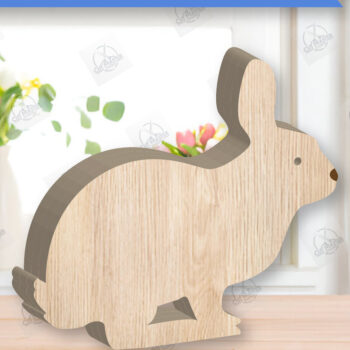 Intra απο ξύλο plywood 3mm-4mm πάχος - Πασχαλινό λαγουδάκι Ξύλινη διακόσμηση με λέιζερ Δίασταση 15x15 cm INTRAFABR-118835692 - Image 1