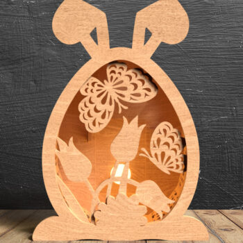 Intra απο ξύλο plywood 3mm-4mm πάχος - Πασχαλινό λαγουδάκι Ξύλινο Φανάρι - Δίασταση 15x15 cm INTRAFABR-117469420 - Image 1