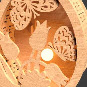 Intra απο ξύλο plywood 3mm-4mm πάχος - Πασχαλινό λαγουδάκι Ξύλινο Φανάρι - Δίασταση 15x15 cm INTRAFABR-117469420 - Image 2