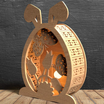 Intra απο ξύλο plywood 3mm-4mm πάχος - Πασχαλινό λαγουδάκι Ξύλινο Φανάρι - Δίασταση 15x15 cm INTRAFABR-117469420 - Image 5