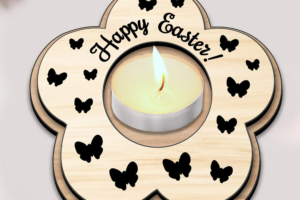 Intra απο ξύλο plywood 3mm-4mm πάχος - Πασχαλινό κερί τσαγιού πεταλούδα  Δίασταση 15x15 cm INTRAFABR-118285655