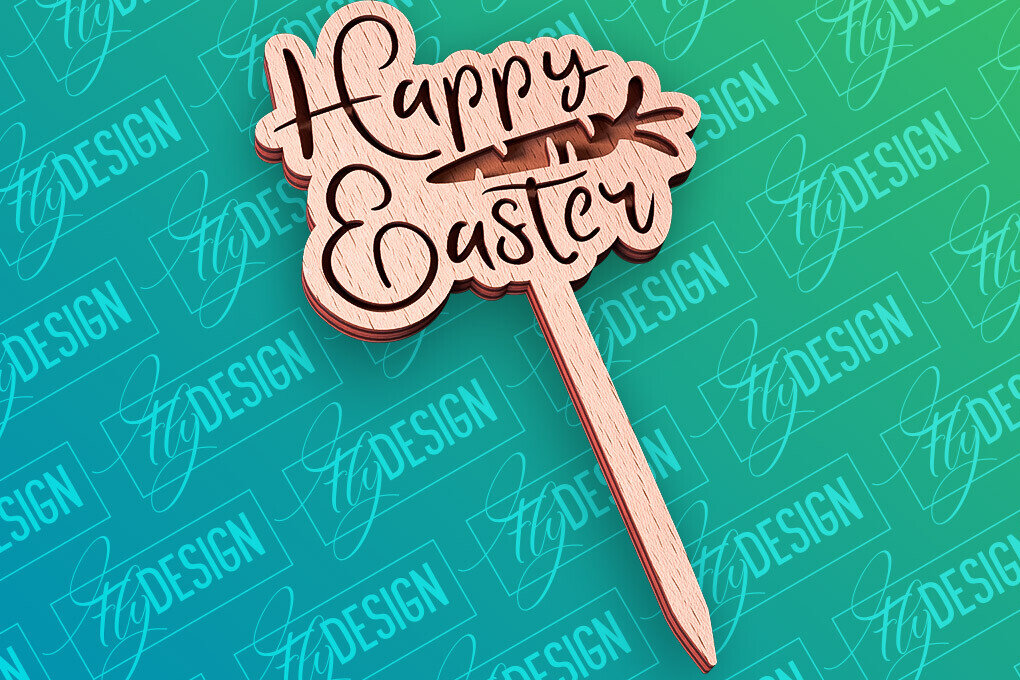 Intra απο ξύλο plywood 3mm-4mm πάχος - Πασχαλινό κέικ Topper Laser Cut |  CNC Δίασταση 15x15 cm INTRAFABR-91890048