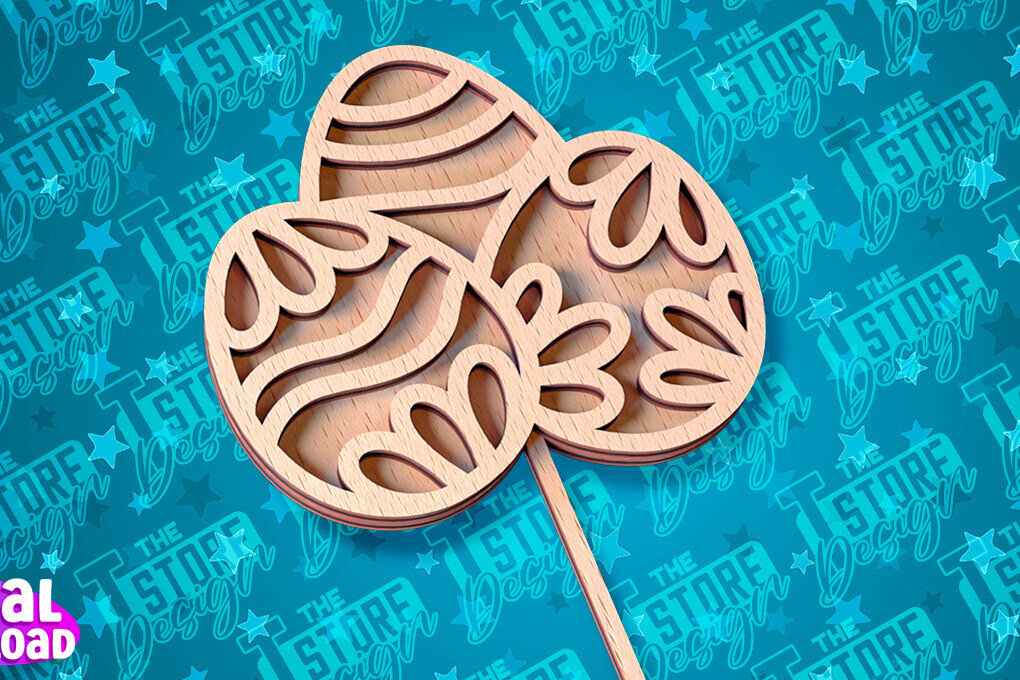 Intra απο ξύλο plywood 3mm-4mm πάχος - Πασχαλινό κέικ Topper Laser Cut |  CNC Δίασταση 15x15 cm INTRAFABR-91658588