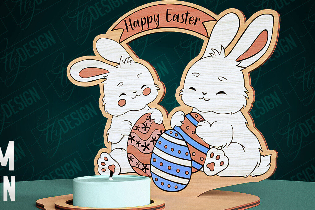 Intra απο ξύλο plywood 3mm-4mm πάχος - Πασχαλινή λαμπάδα κοπής με λέιζερ | CNC Δίασταση 15x15 cm INTRAFABR-92635517