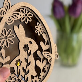 Intra απο ξύλο plywood 3mm-4mm πάχος - Πασχαλινή λαμπάδα με λαγουδάκι Δίασταση 5x5 cm INTRAFABR-118885286 - Image 1