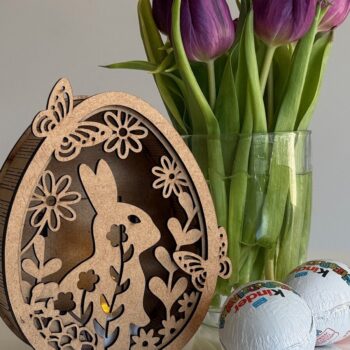 Intra απο ξύλο plywood 3mm-4mm πάχος - Πασχαλινή λαμπάδα με λαγουδάκι Δίασταση 5x5 cm INTRAFABR-118885286 - Image 7