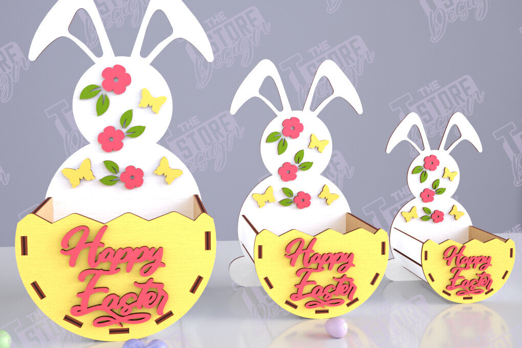 Intra απο ξύλο plywood 3mm-4mm πάχος - Πασχαλινό καλάθι με καραμέλες | Αυγοθήκη | Λαγουδάκι Δίασταση 15x15 cm INTRAFABR-117799083