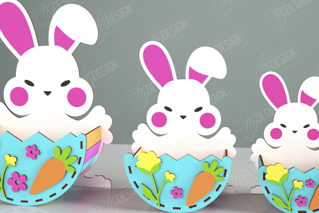 Intra απο ξύλο plywood 3mm-4mm πάχος - Πασχαλινό καλάθι με καραμέλες | Αυγοθήκη | Λαγουδάκι Δίασταση 15x15 cm INTRAFABR-117797729