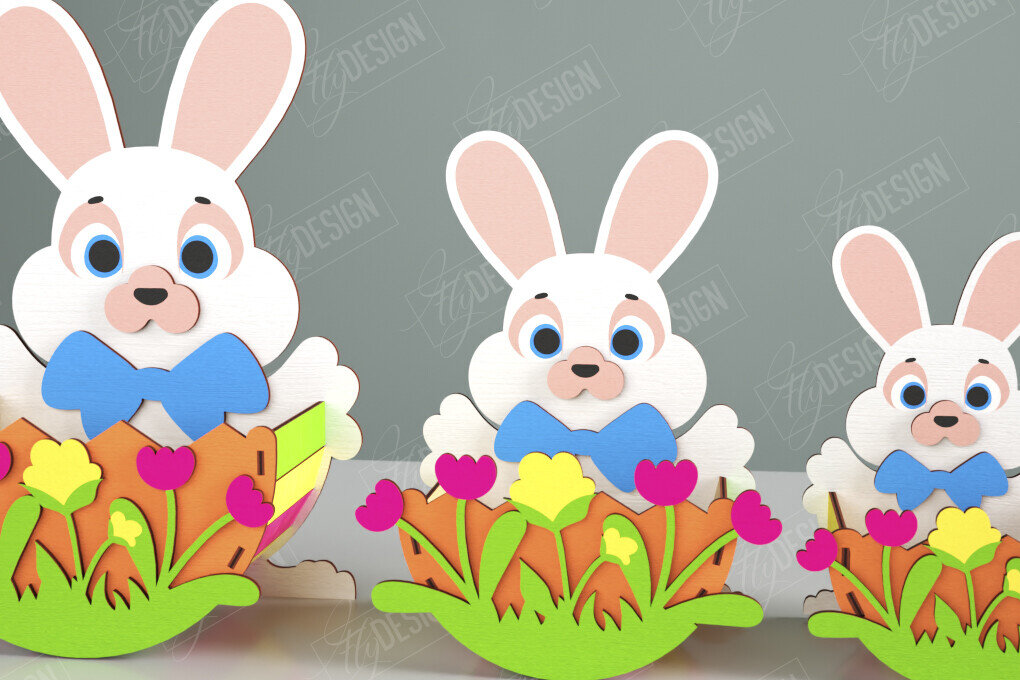 Intra απο ξύλο plywood 3mm-4mm πάχος - Πασχαλινό καλάθι με καραμέλες | Αυγοθήκη | Λαγουδάκι Δίασταση 15x15 cm INTRAFABR-117797730