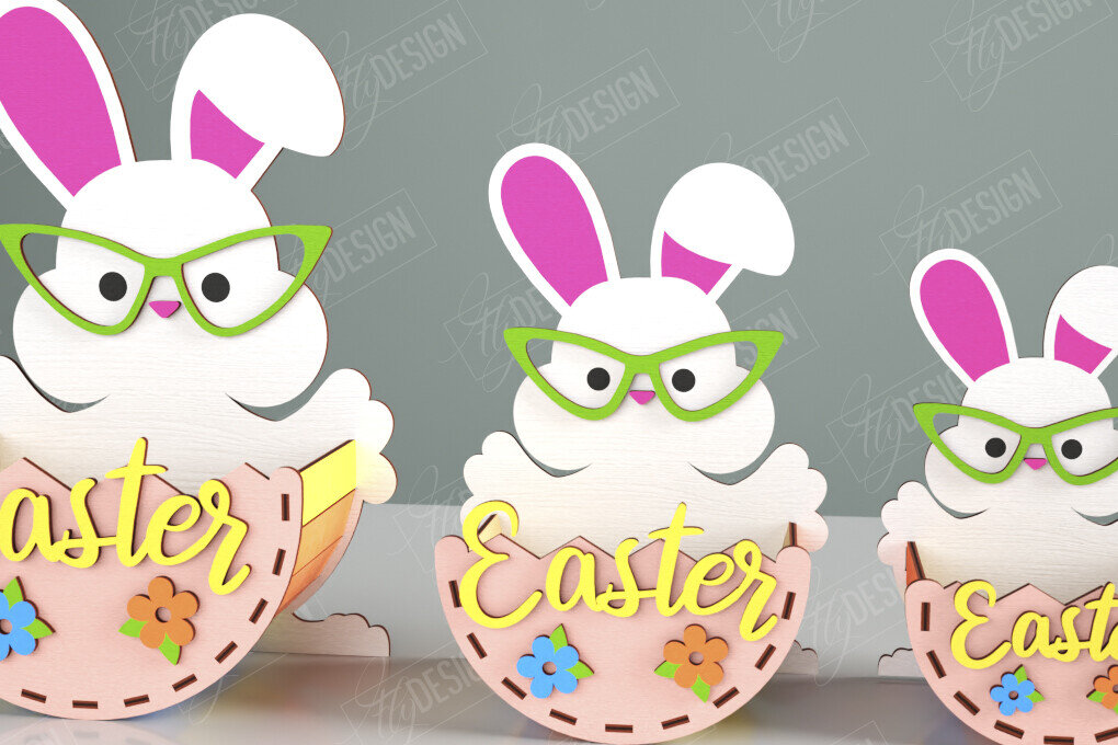 Intra απο ξύλο plywood 3mm-4mm πάχος - Πασχαλινό καλάθι με καραμέλες | Αυγοθήκη | Λαγουδάκι Δίασταση 15x15 cm INTRAFABR-117797740