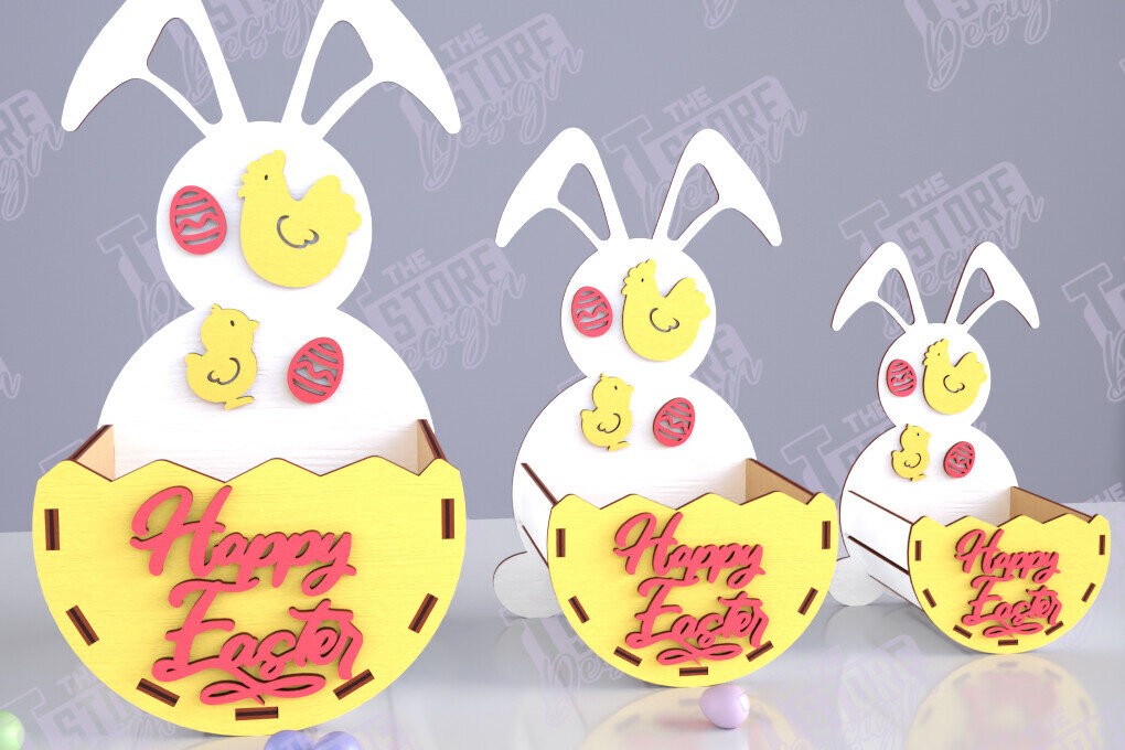 Intra απο ξύλο plywood 3mm-4mm πάχος - Πασχαλινό καλάθι με καραμέλες | Αυγοθήκη | Λαγουδάκι Δίασταση 15x15 cm INTRAFABR-117799080