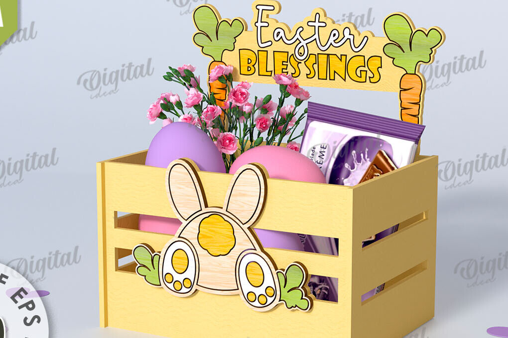 Intra απο ξύλο plywood 3mm-4mm πάχος - Πασχαλινό κουτί καραμέλας LaserCut. Πασχαλινό σχέδιο Δίασταση 15x15 cm INTRAFABR-116736744