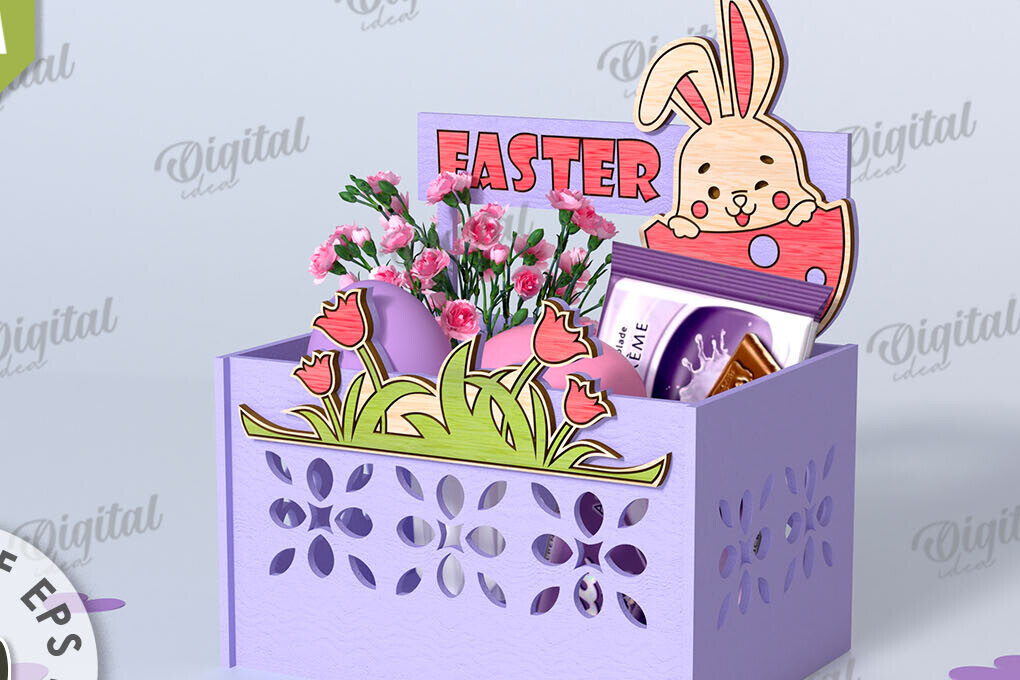 Intra απο ξύλο plywood 3mm-4mm πάχος - Πασχαλινό κουτί καραμέλας LaserCut. Πασχαλινό σχέδιο Δίασταση 15x15 cm INTRAFABR-116736382