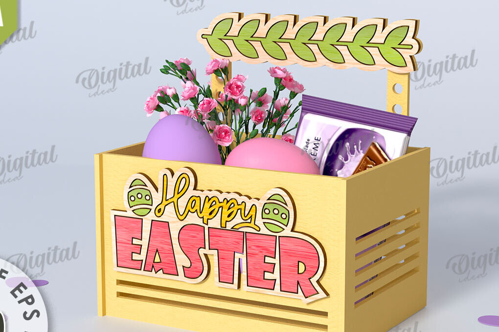 Intra απο ξύλο plywood 3mm-4mm πάχος - Πασχαλινό κουτί καραμέλας LaserCut. Πασχαλινό σχέδιο Δίασταση 15x15 cm INTRAFABR-116736469