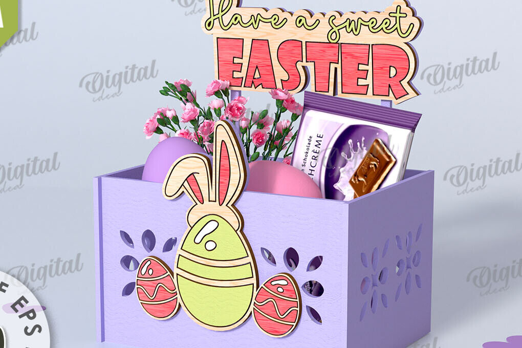 Intra απο ξύλο plywood 3mm-4mm πάχος - Πασχαλινό κουτί καραμέλας LaserCut. Πασχαλινό σχέδιο Δίασταση 15x15 cm INTRAFABR-116736524