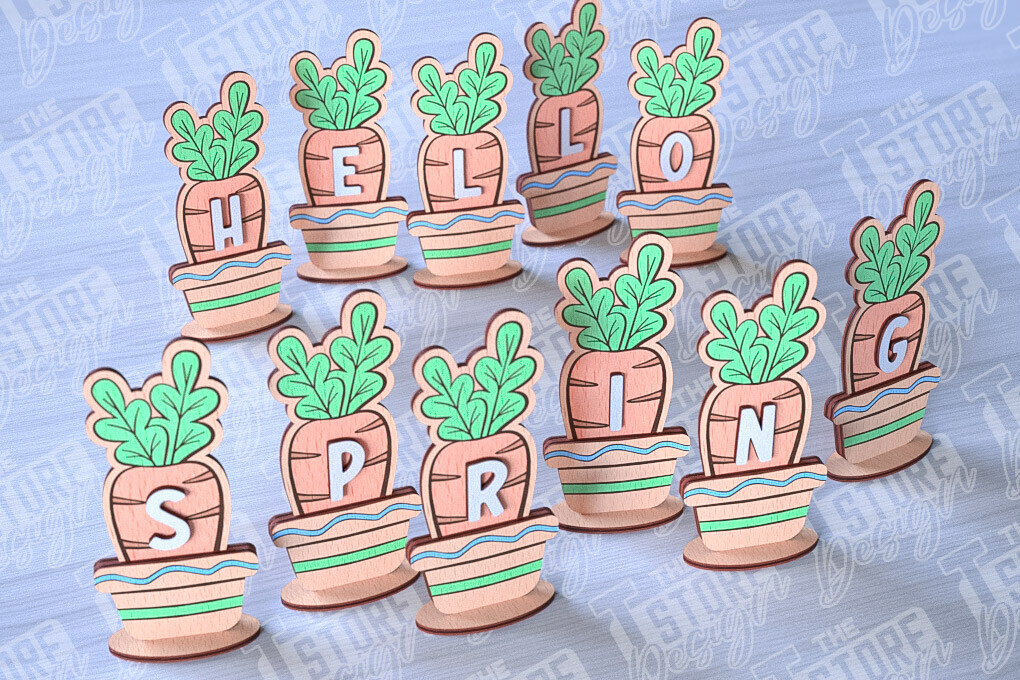 Intra απο ξύλο plywood 3mm-4mm πάχος - Πασχαλινά καρότα | Σχέδιο κοπής με λέιζερ Δίασταση 15x15 cm INTRAFABR-90448952