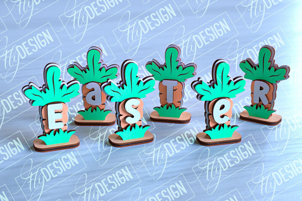 Intra απο ξύλο plywood 3mm-4mm πάχος - Πασχαλινά καρότα | Σχέδιο κοπής με λέιζερ Δίασταση 15x15 cm INTRAFABR-91069060