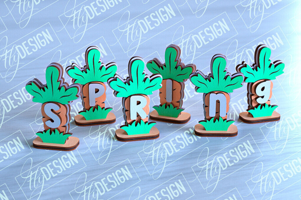 Intra απο ξύλο plywood 3mm-4mm πάχος - Πασχαλινά καρότα | Σχέδιο κοπής με λέιζερ Δίασταση 15x15 cm INTRAFABR-91069085