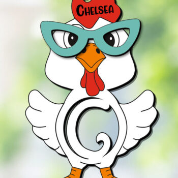 Intra απο ξύλο plywood 3mm-4mm πάχος - Πασχαλινό κοτόπουλο Γράμμα Γ Καλάθι Ετικέτα ονόματος Δίασταση 6x6 cm INTRAFABR-113924147 - Image 1