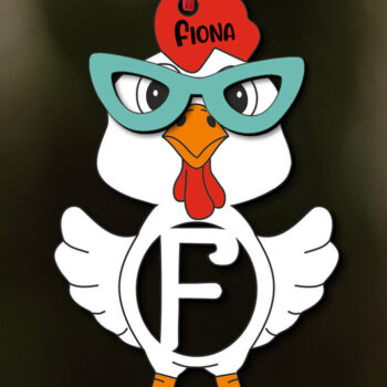 Intra απο ξύλο plywood 3mm-4mm πάχος - Πασχαλινό κοτόπουλο γράμμα F Καλάθι Ετικέτα ονόματος Δίασταση 6x6 cm INTRAFABR-113938587 - Image 1