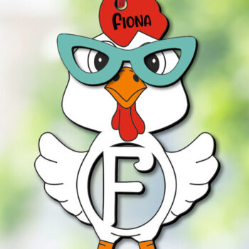 Intra απο ξύλο plywood 3mm-4mm πάχος - Πασχαλινό κοτόπουλο γράμμα F Καλάθι Ετικέτα ονόματος Δίασταση 6x6 cm INTRAFABR-113938587 - Image 2