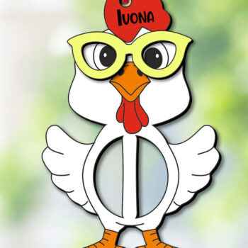 Intra απο ξύλο plywood 3mm-4mm πάχος - Πασχαλινό Κοτόπουλο Γράμμα Ι Καλάθι Ετικέτα ονόματος Δίασταση 6x6 cm INTRAFABR-113940530 - Image 1