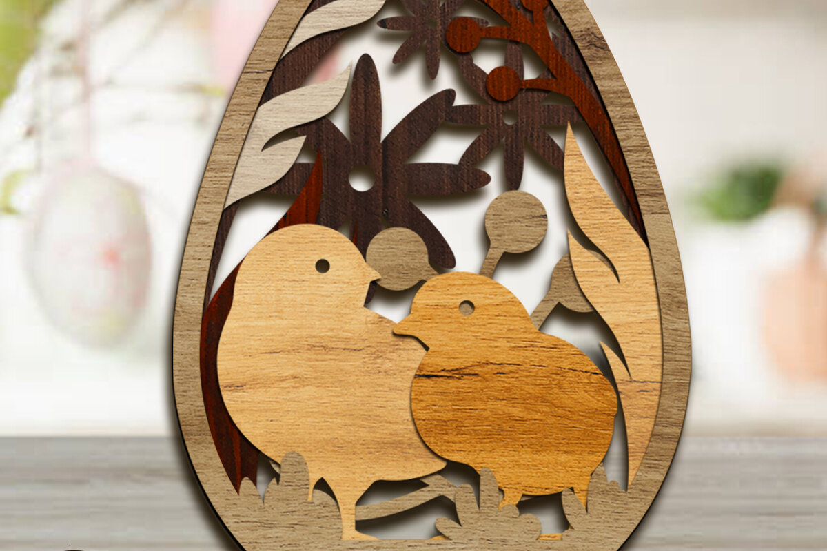 Intra απο ξύλο plywood 3mm-4mm πάχος - Πασχαλινό αυγό χειροτεχνίας, πρότυπο με στρώσεις Δίασταση 4x5 cm INTRAFABR-89469688