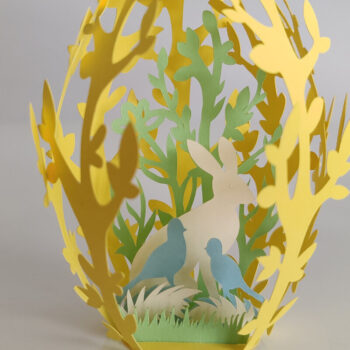 Intra απο ξύλο plywood 3mm-4mm πάχος - Πασχαλινό αυγό με κουνέλι Δίασταση 5x3 cm INTRAFABR-115696260 - Image 1