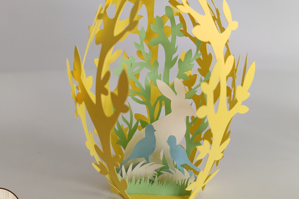 Intra απο ξύλο plywood 3mm-4mm πάχος - Πασχαλινό αυγό με κουνέλι Δίασταση 5x3 cm INTRAFABR-115696260