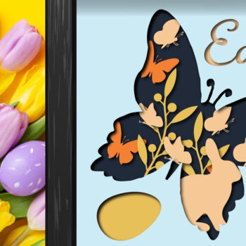 Intra απο ξύλο plywood 3mm-4mm πάχος - Easter Day Butterfly Shadow Box  Δίασταση 25x25 cm INTRAFABR-26054765 - Image 1