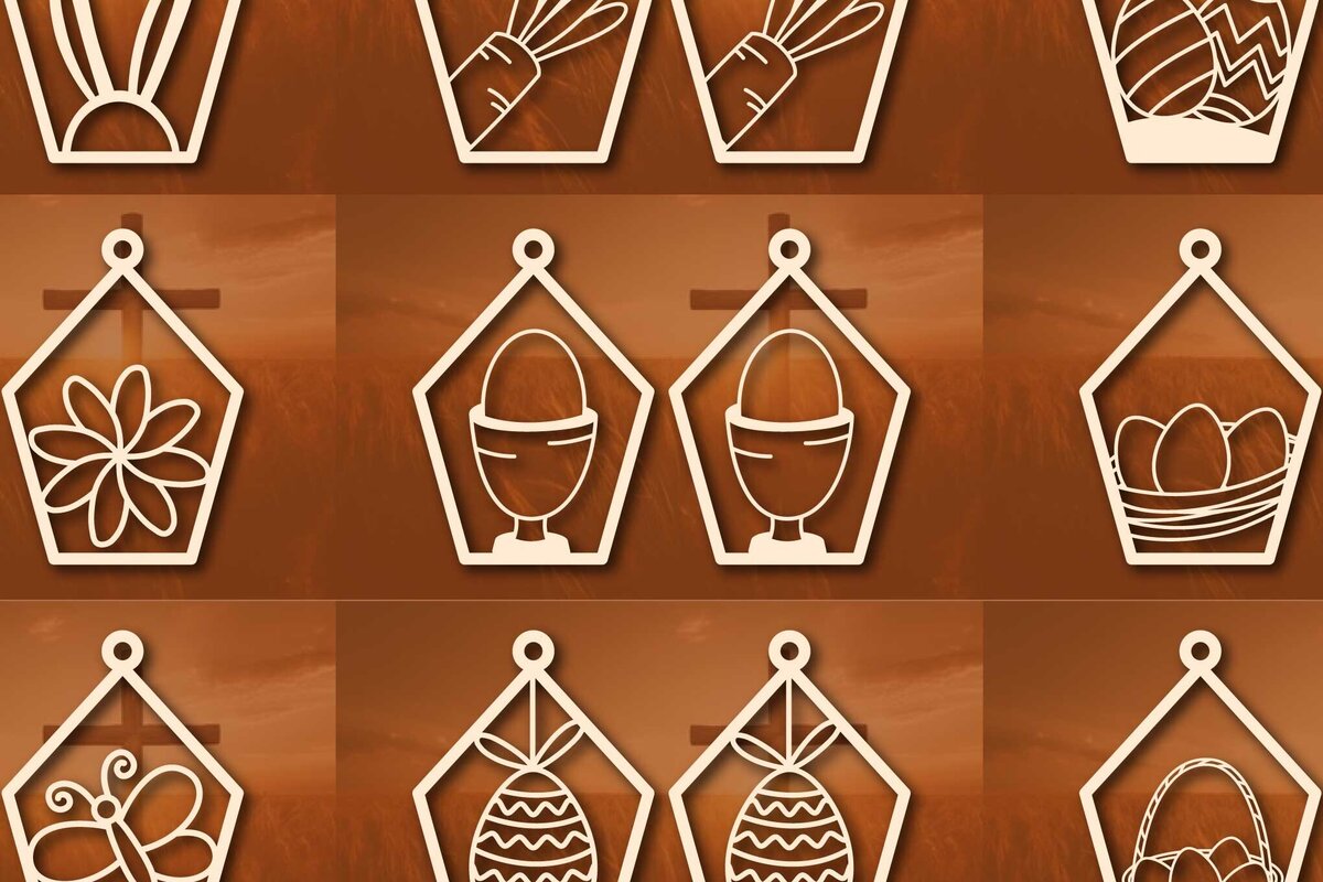 Intra απο ξύλο plywood 3mm-4mm πάχος - Σκουλαρίκια για την Ημέρα του Πάσχα Πακέτο  Cut Laser Δίασταση 3x3 cm INTRAFABR-78080099