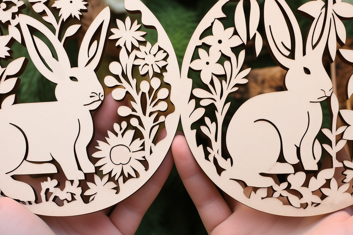 Intra απο ξύλο plywood 3mm-4mm πάχος - Πακέτο  Cut Laser Day Easter Day Δίασταση 4x4 cm INTRAFABR-90070048