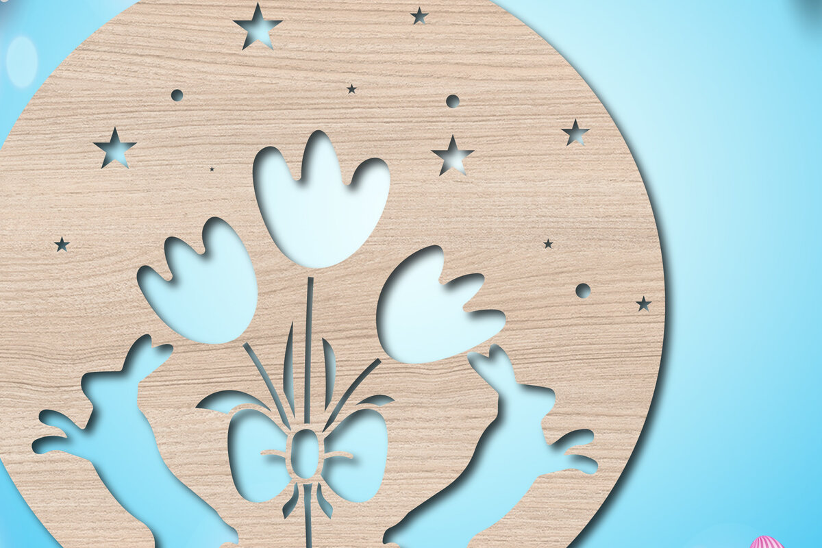 Intra απο ξύλο plywood 3mm-4mm πάχος - Διακόσμηση/ετικέτα κοπής με λέιζερ την ημέρα του Πάσχα Δίασταση 15x15 cm INTRAFABR-25538863