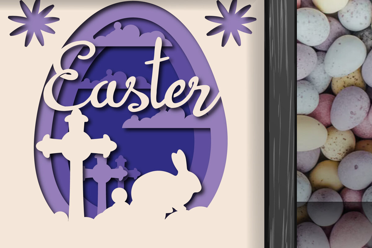 Intra απο ξύλο plywood 3mm-4mm πάχος - Easter Day Shadow/light Box 3d  Δίασταση 15x15 cm INTRAFABR-25641400