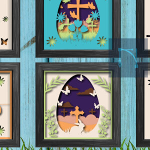 Intra απο ξύλο plywood 3mm-4mm πάχος - Πακέτο  Shadow/light Box Πάσχας Δίασταση 15x15 cm INTRAFABR-24984157