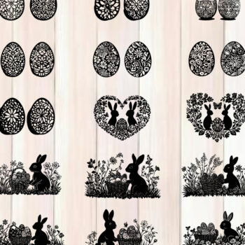 Intra απο ξύλο plywood 3mm-4mm πάχος - Πακέτο σιλουέτας για την ημέρα του Πάσχα Δίασταση 4x4 cm INTRAFABR-118134352 - Image 1