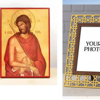 Εικόνα Ορθοδοξίας Πολυτελείας  με  σχεδιο Σταυρούς μαζι με  Βάση σε  8 χρώματα με περίγραμμα χρυσό σε ξύλο Plywood (Πλακάζ)   με  βάση Ιησούς Χριστός "Νύμφιος" ο Νυμφίος, Ξύλινη Χειροποίητη Εικόνα Ελληνικού Βυζαντινού Στυλ Κρεμαστή σε Ξύλινη Πλάκα Θρησκευτικό Θέμα Χειροποίητη Ελληνορθόδοξη εικόνα του Ιησού Χριστού, Κρεμαστή πλάκα βυζαντινής τέχνης, χριστιανική τέχνη Διάσταση 15x11 cm (5,9 x 4,3 ίντσες)  INTRAEK3kadro3211-611200 - Image 1