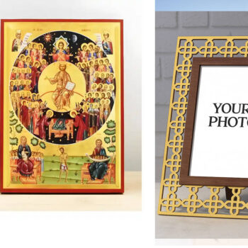 Εικόνα Ορθοδοξίας Πολυτελείας  με  σχεδιο Σταυρούς μαζι με  Βάση σε  8 χρώματα με περίγραμμα χρυσό σε ξύλο Plywood (Πλακάζ)   με  βάση Γιορτή των Αγίων Πάντων, Ξύλινη Χειροποίητη Εικόνα Ελληνικού Premium Βυζαντινού Στυλ Κρεμασμένο σε ξύλινη πλάκα Θρησκευτικό θέμα Χειροποίητη Ελληνορθόδοξη εικόνα του Ιησού Χριστού, Κρεμαστή πλάκα βυζαντινής τέχνης, χριστιανική τέχνη Διάσταση 10x7 cm (3,9 x 2,8 ίντσες)  INTRAEK3kadro3211-11190 - Image 1