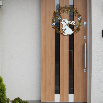 Intra απο ξύλο plywood 3mm-4mm πάχος - Πασχαλινό διακοσμητικό στεφάνι με λαγουδάκι Δίασταση 2x14 cm INTRAFABR-115533708 - Image 3