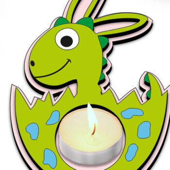 Intra απο ξύλο plywood 3mm-4mm πάχος - Κηροπήγιο τσαγιού Easter Dino Egg  Δίασταση 15x15 cm INTRAFABR-118285693 - Image 1