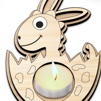 Intra απο ξύλο plywood 3mm-4mm πάχος - Κηροπήγιο τσαγιού Easter Dino Egg  Δίασταση 15x15 cm INTRAFABR-118285693 - Image 3