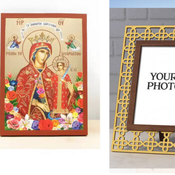 Εικόνα Ορθοδοξίας Πολυτελείας  με  σχεδιο Σταυρούς μαζι με  Βάση σε  8 χρώματα με περίγραμμα χρυσό σε ξύλο Plywood (Πλακάζ)   με  βάση Παναγία τα Αξεθώρια Τριαντάφυλλα με τον Ιησού, Ξύλινη Χειροποίητη Εικόνα με Ψηφιακή Εκτύπωση Ελληνικό Premium Βυζαντινού Στυλ Κρεμαστό τοίχου Θρησκευτικά Χειροποίητη Ελληνορθόδοξη εικόνα του Ιησού Χριστού, Κρεμαστή πλάκα βυζαντινής τέχνης, χριστιανική τέχνη Διάσταση 15x11 cm (5,9 x 4,3 ίντσες)  INTRAEK3kadro3211-611178 - Image 1